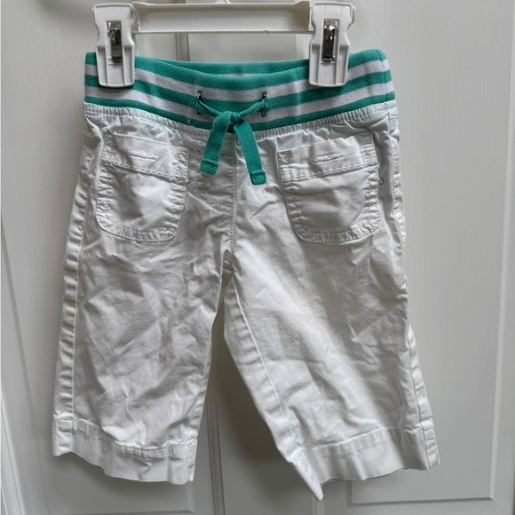 Mini Boden Other - Mini Boden 3T Girls White & Teal Stripe Band Casual Capri Pants